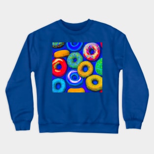 Colorful Donuts Blue Crewneck Sweatshirt
